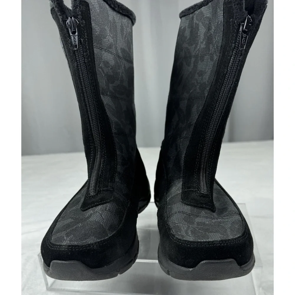 Lands End Thermolite Black Suede & Canvas Fleece Lined Boots‎ Womens Size 6.5